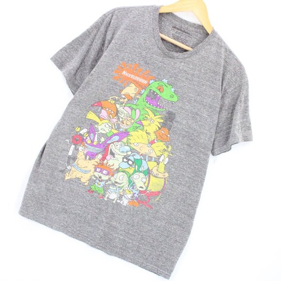 Vintage Nickelodeon T-Shirt Men's Gray Short Sleeve 90's Cartoons Characters L - Picture 3 of 8